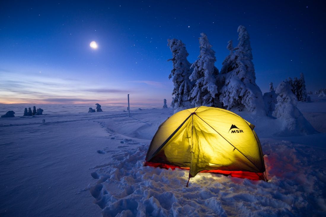 First winter bivouc (2018) on the main ridge of Jeseníky.