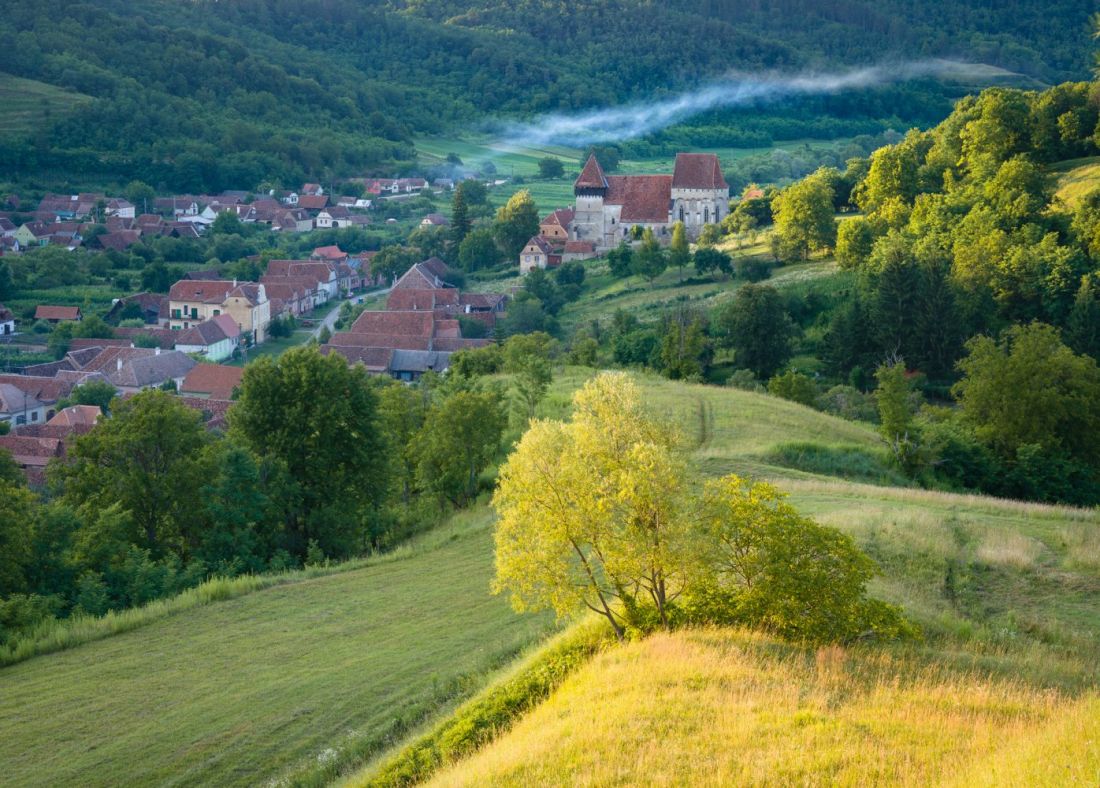 Copșa Mare z kopce nad vesnicí