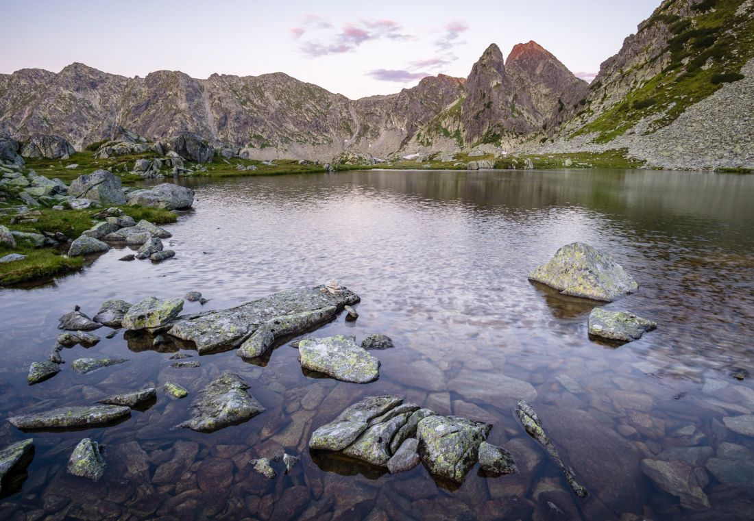 Dawn at Tăul Porții with rugged Judele peak in the background. Probably my favourite peak there.