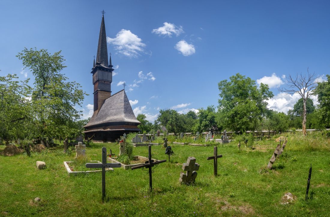 The church in Șurdești, the highest wooden church in the world.