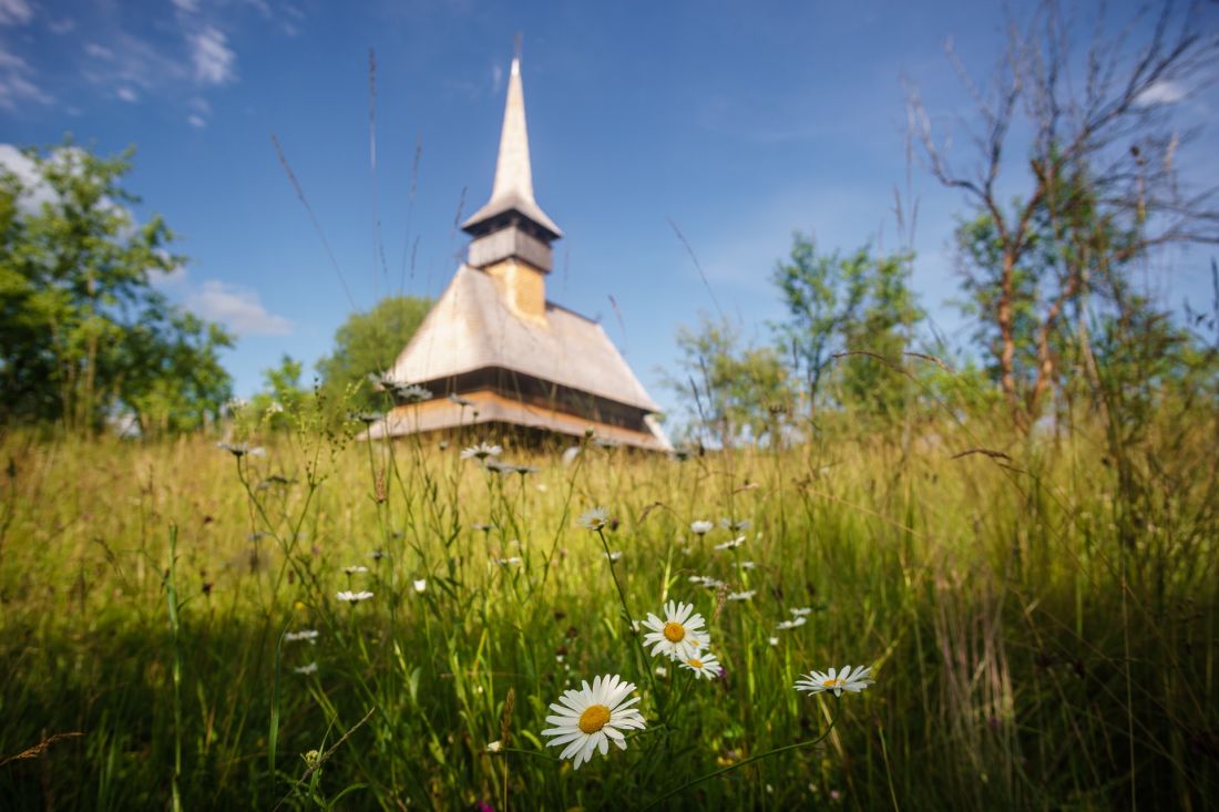 Bârsana, the old sun-bleached church above the settlement.