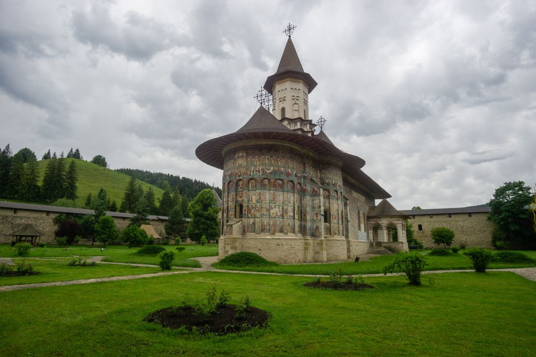 The extensive monastery of Sucevița.