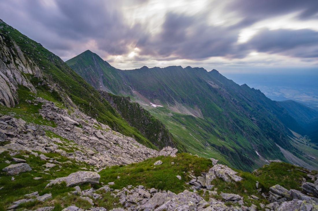 Dusk and fast moving cold front at Refugiul Viștea Mare