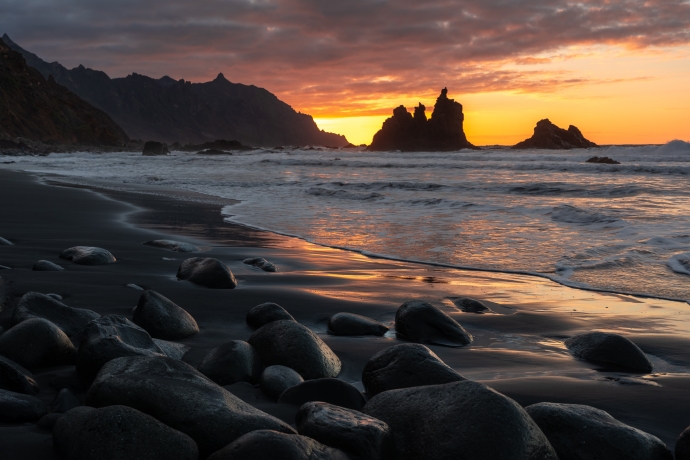 Black sand beach