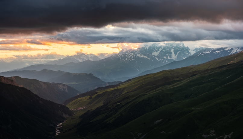 Dusk above Ushba