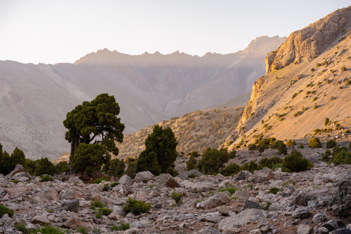 Sunset in the Fann Mountains