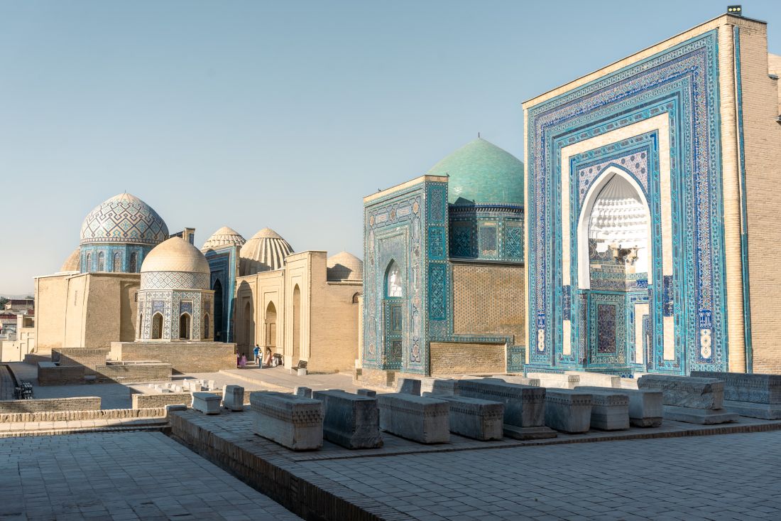 Shah-i-Zinda, nekropole na okraji starého centra Samarkandu.